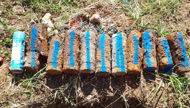 Shells found during de-mining process in June 2018.