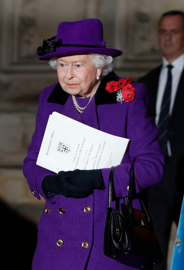 Queen Elizabeth II leaves Westminster Abbey.