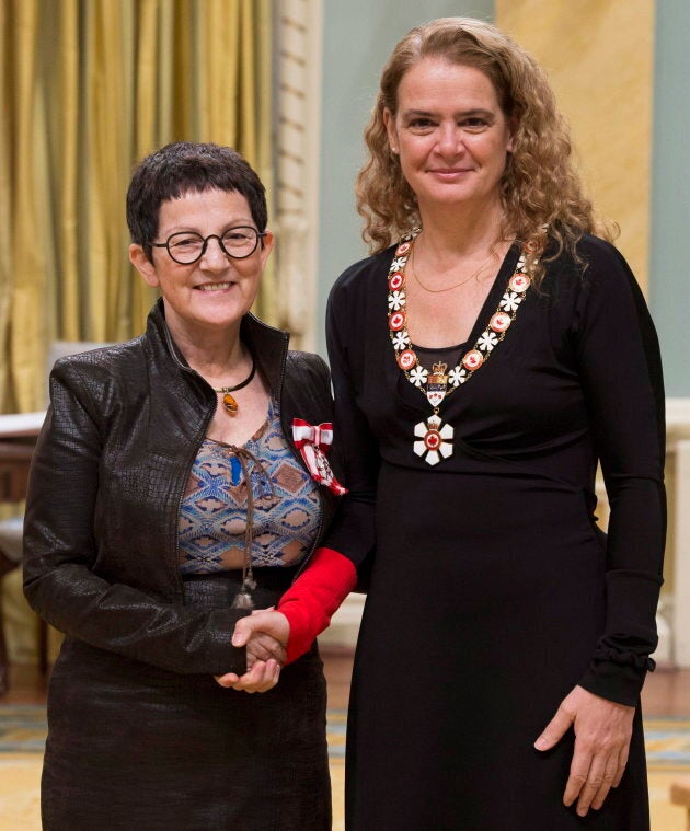 Métis doctor and researcher Judith Bartlett, left, being invested as a member of the Order of Canada by Governor General Julie Payette on Jan. 24, 2018 in Ottawa.