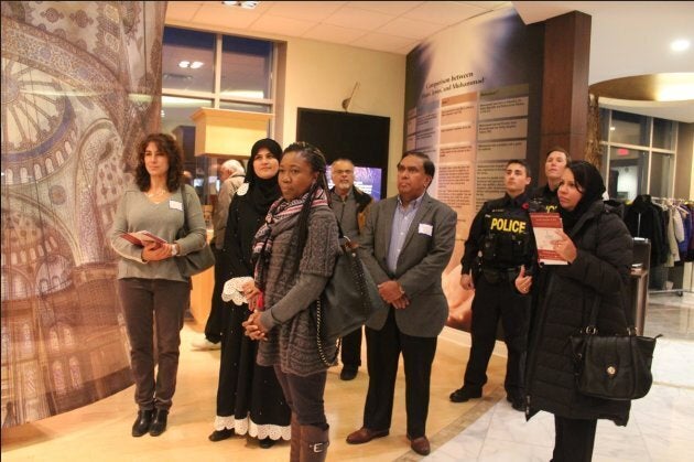Visitors at the Jaffari Community Centre in Vaughan, Ont. on Nov. 10,