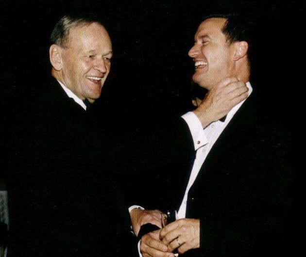 After our tense encounter on Parliament Hill, Chrétien would often jokingly grab me by the neck when we'd meet in informal settings. This photo was taken at a press gallery dinner.