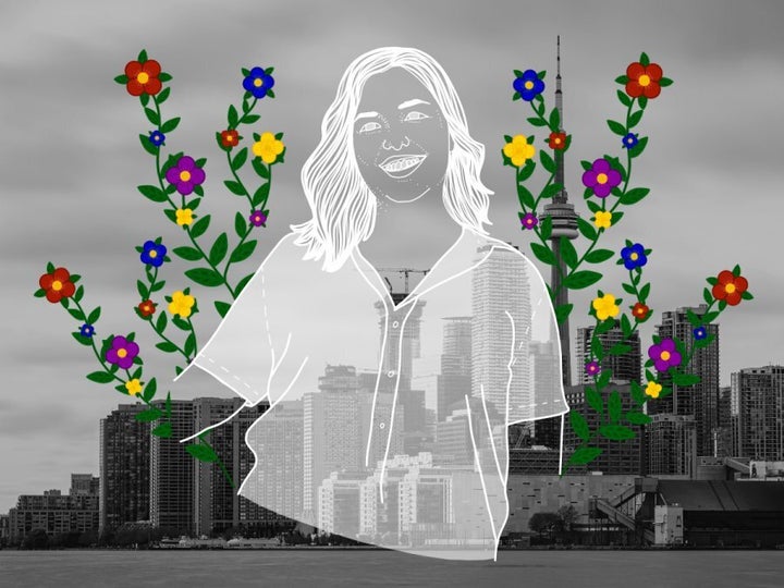 A portrait of the author over the city of Toronto, where she currently resides.