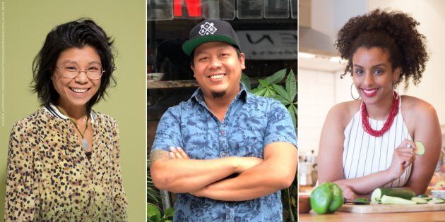 From left to right: caterToronto founder Vanessa Ling Yu, Tuk Tuk Canteen co-owner Mike Tan, Black Foodie founder Eden Hagos.
