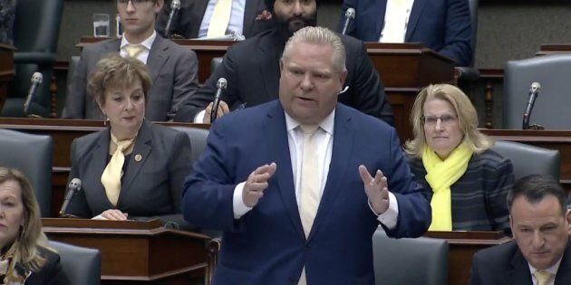 Ontario Premier Doug Ford is shown in the legislature on Nov. 15, 2018.