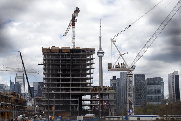 A condominium building under construction in downtown Toronto, Ont.