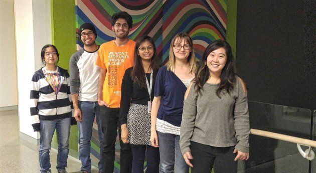 Joanne Yi, on the far right, poses with the members of her team (l-r): Mai Tanaka, Alan Coreas, Saad Luqman, Ayushi Shukla, and Rachel Jacyszyn. Missing from the photo is Mohammad Nazar.