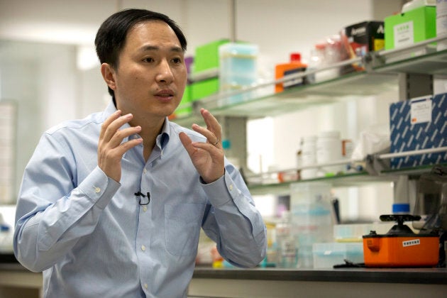 He Jiankui speaks during an interview at a laboratory in Shenzhen.
