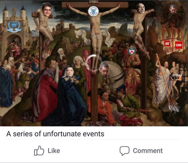 This image was one of five in a Facebook post published in a private alumni group affiliated with St. Michael's College School. The post has since been removed.