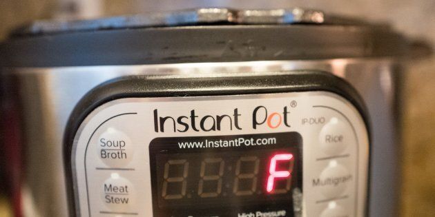 F is right. Close-up of an Instant Pot, a popular automatic pressure cooker that's attracted a cult following on social media. Some people, though, find it incredibly intimidating.