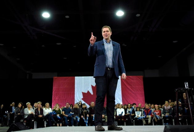 Conservative leader Andrew Scheer speaks to supporters at a pre-election event in Ottawa on Oct. 21, 2018.