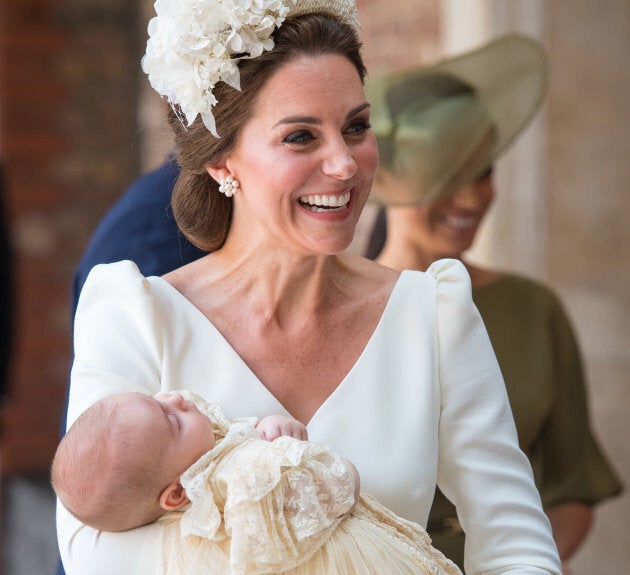 Catherine, Duchess of Cambridge carries Prince Louis — not Prince Alexander, or Prince Arthur — at his christening service on July 9, 2018.