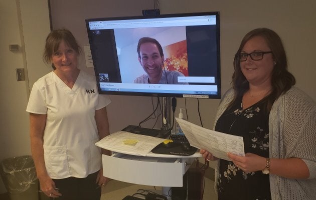 Dr. Belchetz is one of nine physicians who provide care for the P.E.I. hospital. He appears on screen, along with two staff from Western Hospital.