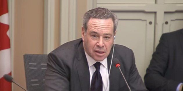 David Frum, a Canadian expat who works as a staff writer for The Atlantic in the U.S., speaks to the Senate's legal and constitutional affairs committee on Nov. 29, 2018.
