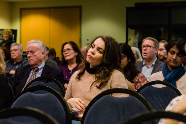 Members of the public attend a CPPIB meeting in Vancouver on Nov. 26, 2018.