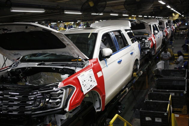 Ford Motor Expedition sports utility vehicles (SUV) move down an assembly line at Ford Kentucky Truck Plant in Louisville, Ken.