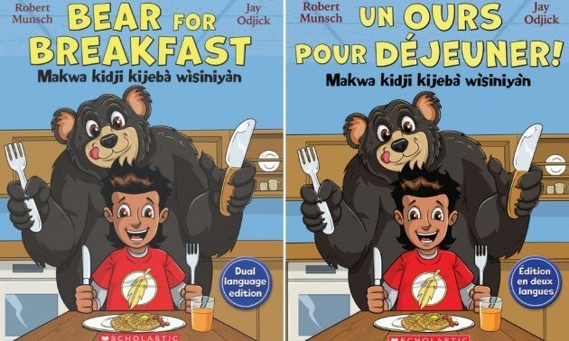 The English/Algonquin and French/Algonquin covers of "Bear for Breakfast"