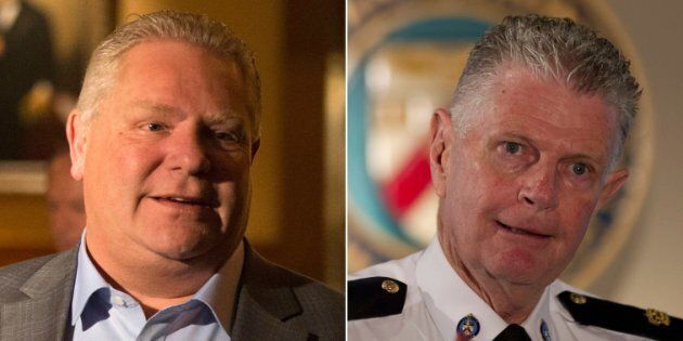 Ontario Premier Doug Ford says he wasn't involved in selecting family friend Ron Taverner, right, as the next commissioner of the Ontario Provincial Police.