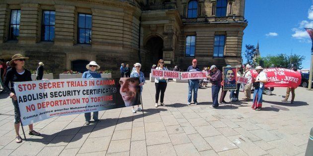 Rally to stop the deportation of Mohamed Harkat to torture held in Ottawa in July 2018.