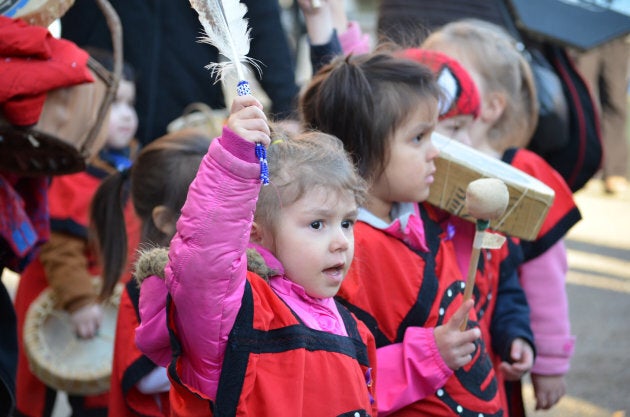 Eagle's Nest Aboriginal Head Start Preschool at the Women's March in 2018.