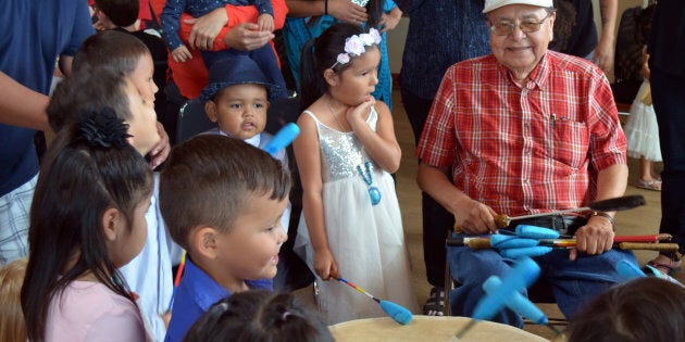 Elder Fred John at Singing Frog Aboriginal Head Start Preschool Graduation