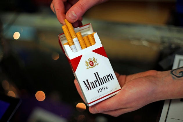 This July 17, 2015, file photo, shows a pack of Marlboro cigarettes, an Altria brand, at a Smoker Friendly shop in Pittsburgh.