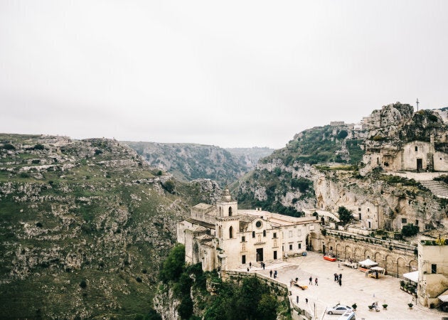 An old church in the mountains in Matera, Italy.