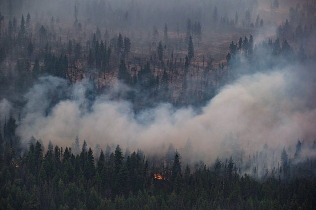 The Shovel Lake wildfire burns near the Nadleh Whut'en First Nation in Fort Fraser, B.C., on Aug. 23, 2018.
