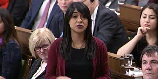 Government House Leader Bardish Chagger speaks in the House of Commons on Dec. 13, 2018.