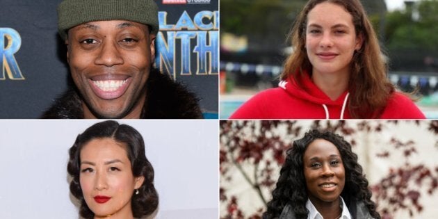 Clockwise from top left: Kardinal Offishall, Penny Oleksiak, Esi Edugyan, and Elaine Lui.