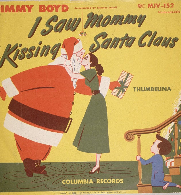 The cover of Jimmy Boyd's "I Saw Mommy Kissing Santa Claus" on the Columbia Records label, 1952.