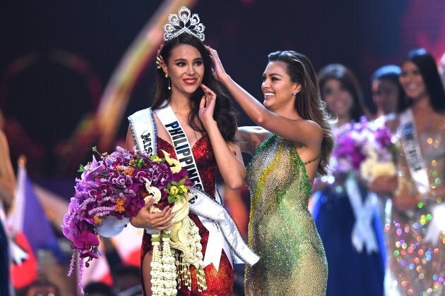 Catriona Gray of the Philippines is crowned Miss Universe 2018 by Miss Universe 2017 Demi-Leigh Nel-Peters on Dec. 17 in Bangkok.