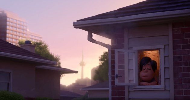 A scene from "Bao" that shows Toronto's CN Tower.