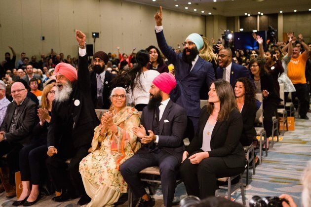 Gurratan Singh celebrates with his parents after brother Jagmeet, second from right, won the federal NDP's leadership contest. "This picture captures the moment perfectly, not only the joy and the excitement of the victory. It also shows how much I've taken after our father, and how much my brother has taken after our mother," Singh wrote on Instagram.
