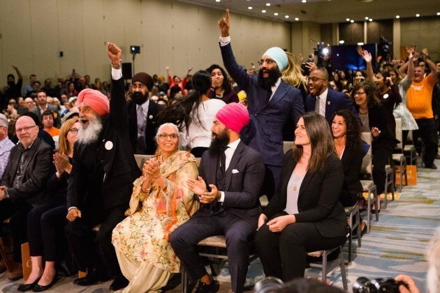 Gurratan Singh celebrates with his parents after brother Jagmeet, second from right, won the federal NDP's leadership contest. "This picture captures the moment perfectly, not only the joy and the excitement of the victory. It also shows how much I've taken after our father, and how much my brother has taken after our mother," Singh wrote on Instagram.