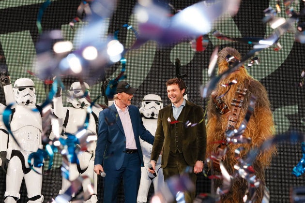 From left to right: Ron Howard and Alden Ehrenreich attend the premiere for 'Solo: A Star Wars Story' at Roppongi Hills in Tokyo, Japan.