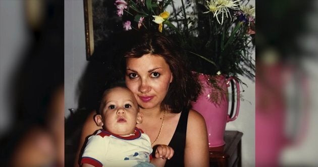 Stephen Lecce and his mother are seen in a childhood photo taken from an Ontario PC party video.