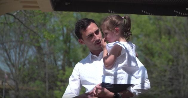 MPP Stephen Lecce is seen with one of his nieces in an image from an Ontario PC party video.