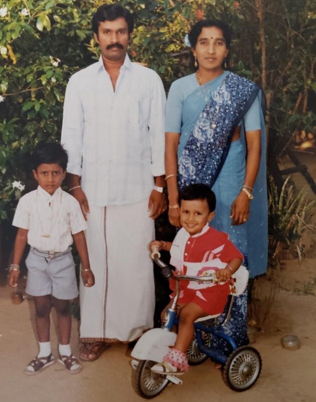 The Thanigasalam family in a 1992 photo. Ontario MPP Vijay Thanigasalam came to Canada when he was 14.