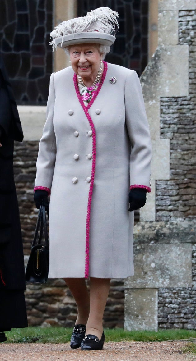 Queen Elizabeth II leaves the Christmas day service at St Mary Magdalene Church in Sandringham in Norfolk, England, Dec. 25, 2018.
