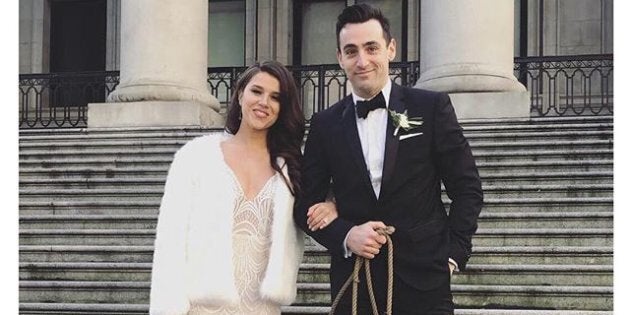 Jacob Hoggard, lead singer of Hedley, with new wife Rebekah Asselstine.