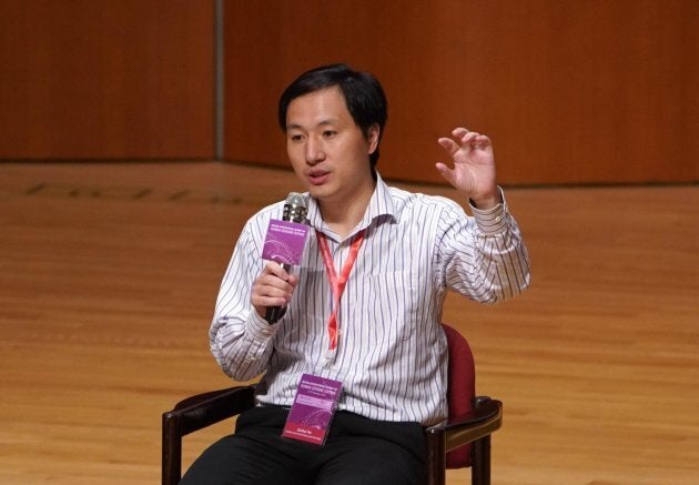 Biological researcher He Jiankui speaks at a summit on human genome editing at the University of Hong Kong on Nov. 28, 2018 in Hong Kong, China.