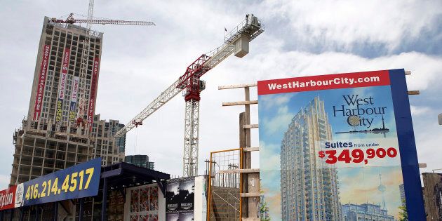 Condominiums are seen under construction in Toronto in this June 19, 2009 file photo.