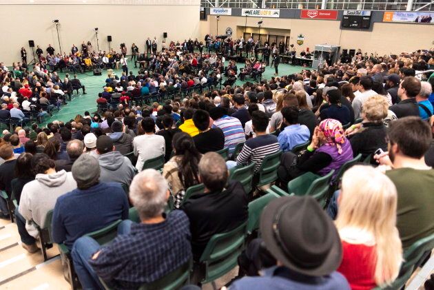 Prime Minister Justin Trudeau speaks during a town hall at University of Regina in Regina on Jan. 10, 2019.