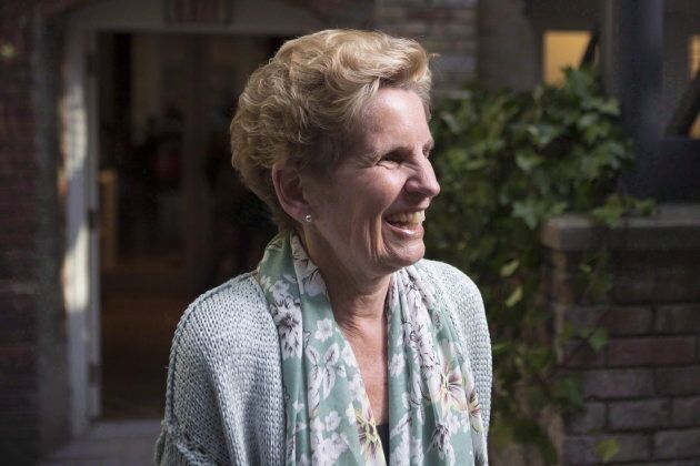 Former Ontario premier Kathleen Wynne visits a daycare in Toronto on May 18, 2018.