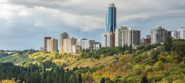 Buildings overlooking the North Saskatchewan River Valley in Edmonton.