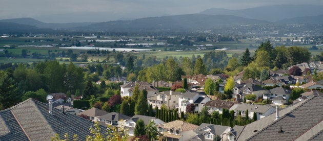 The view from Whatcom Rd. at McKee Rd. in Abbotsford, B.C., looking towards the city of Mission.