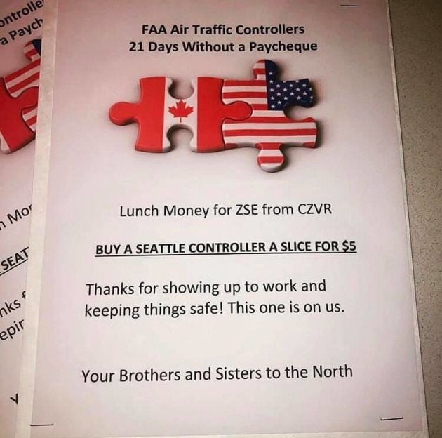 Vancouver air traffic controllers bought lunch for their counterparts in Seattle.