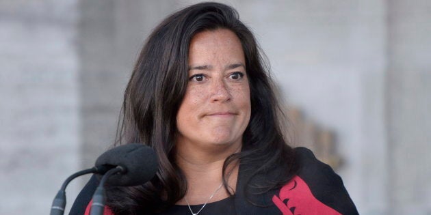 New Veterans Affairs Minister Jody Wilson-Raybould addresses the media following a swearing in ceremony at Rideau Hall in Ottawa on Jan. 14, 2019.