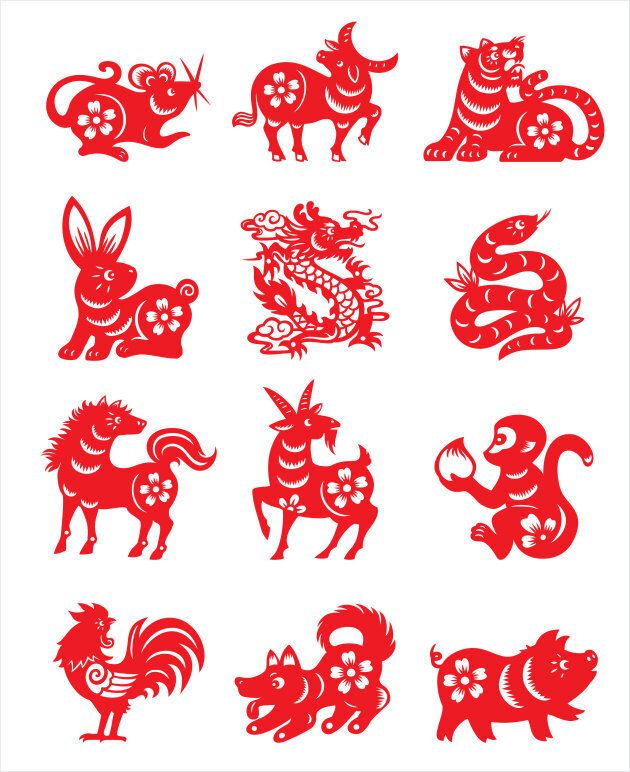 The 12 animals of the Chinese zodiac.