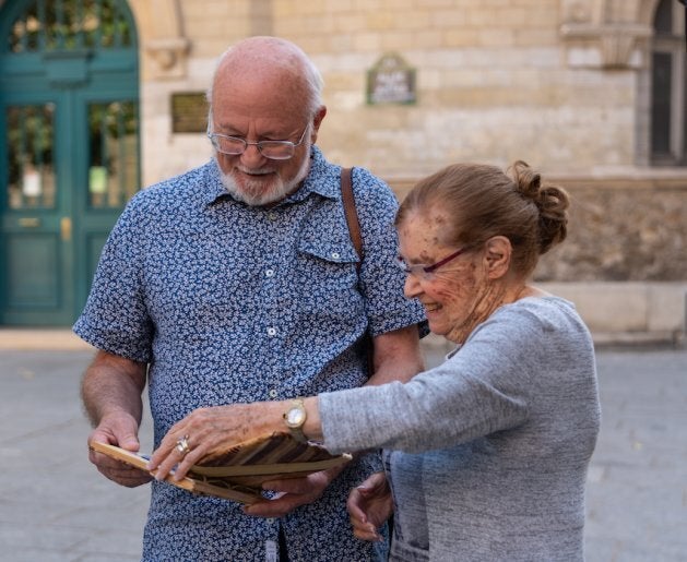 Holocaust survivor Charlotte Adelman, right, with Alain Quatreville in Paris. He was four and she was 12 when his family sheltered her from the Nazis.